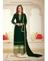 Dark Green Satin Designer Palazzo Suit