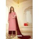 Pink And Maroon Tussar Silk Designer Palazzo Suit