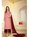 Pink And Maroon Tussar Silk Designer Palazzo Suit