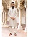 White Dupion Silk Designer Kurta Pajama