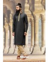 Black Dupion Silk Designer Kurta Pajama