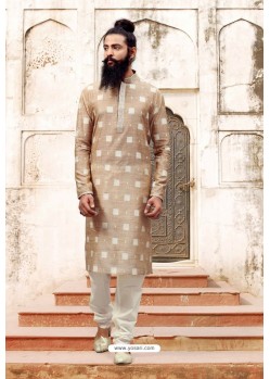 Light Brown Poly Viscose Designer Kurta Pajama