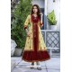 Maroon And Yellow Cotton And Rayon Fancy Readymade Kurti