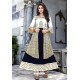 White And Blue Cotton And Rayon Fancy Readymade Kurti