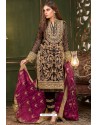 Black Georgette Heavy Designer Suit With Pink Dupatta