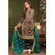 Black Georgette Heavy Designer Suit With Teal Dupatta