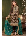 Black Georgette Heavy Designer Suit With Teal Dupatta