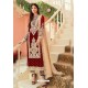 Maroon Faux Georgette And Tussle Heavy Designer Suit