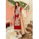 Red Faux Georgette And Tussle Heavy Designer Suit