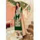 Forest Green Faux Georgette And Tussle Heavy Designer Suit