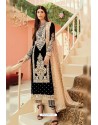 Black Faux Georgette And Tussle Heavy Designer Suit