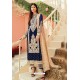 Navy Blue Faux Georgette And Tussle Heavy Designer Suit