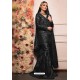 Black Faux Georgette Pakistani Style Sharara Suit