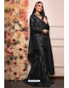 Black Faux Georgette Pakistani Style Sharara Suit