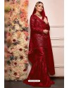 Red Faux Georgette Pakistani Style Sharara Suit