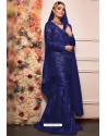 Navy Blue Faux Georgette Pakistani Style Sharara Suit