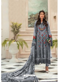 Grey Faux Georgette Pakistani Style Suit