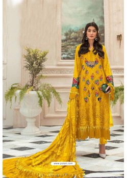 Yellow Faux Georgette Pakistani Style Suit