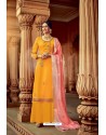 Yellow Satin Georgette Party Wear Palazzo Suit