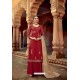 Maroon Satin Georgette Party Wear Palazzo Suit