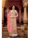 Cream Satin Georgette Party Wear Palazzo Suit