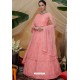 Pink Net Embroidered Designer Lehenga Style Gown Suit