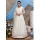 Off White Net Embroidered Designer Gown Style Suit