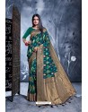 Teal Rich Banarasi Silk Party Wear Saree