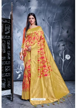 Multi Colour Rich Banarasi Silk Party Wear Saree