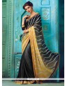 Prominent Faux Crepe Black Lace Work Designer Traditional Sarees