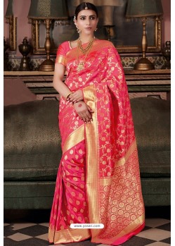 Fuchsia Pure Silk Weaving Party Wear Saree