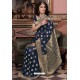 Navy Blue Pure Silk Weaving Party Wear Saree