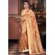 Peach Pure Silk Weaving Party Wear Saree