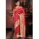 Red Pure Silk Weaving Party Wear Saree