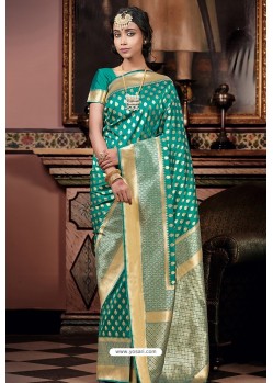 Buy Teal Pure Silk Weaving Party Wear Saree Party Wear Sarees