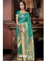 Teal Pure Silk Weaving Party Wear Saree