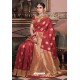 Maroon Pure Silk Weaving Party Wear Saree