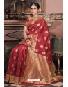 Maroon Pure Silk Weaving Party Wear Saree