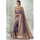 Blue And Beige Silk Latest Party Wear Saree
