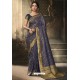 Navy Blue Banarasi Silk Latest Designer Saree