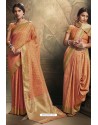 Orange Banarasi Silk Latest Designer Saree