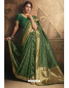 Dark Green Banarasi Silk Latest Designer Saree