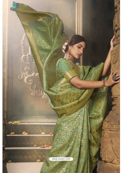 Green Banarasi Silk Latest Designer Saree