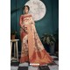 Peach Designer Silk Party Wear Digital Printed Saree