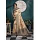 Cream Designer Silk Party Wear Digital Printed Saree