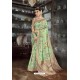 Parrot Green Designer Silk Digital Printed Saree