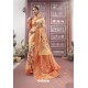 Light Orange Designer Silk Digital Printed Saree
