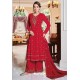 Red Party Wear Heavy Faux Georgette Palazzo Suit
