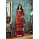 Red Designer Jacquard Party Wear Palazzo Suit