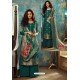 Teal Designer Jacquard Party Wear Palazzo Suit